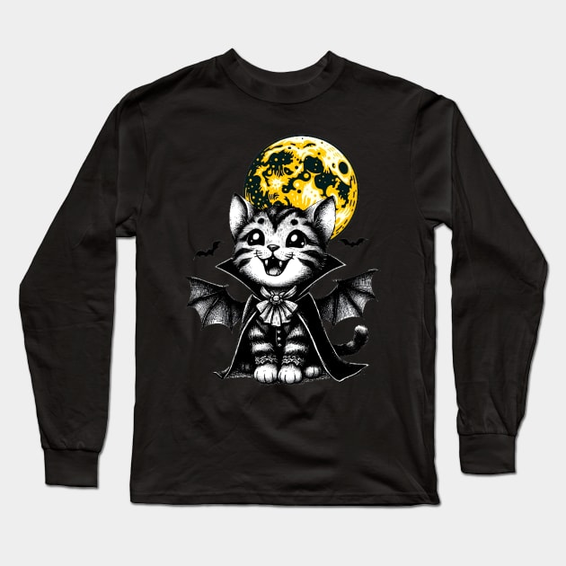 Vampire cat Long Sleeve T-Shirt by NightvisionDesign